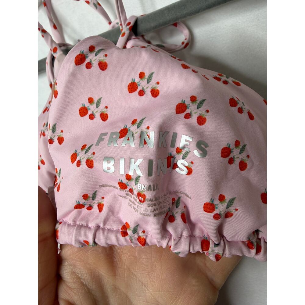 Frankie's Bikinis Pink Strawberry Shortcake Bikini Set Triangle String Tie Small - Picture 6 of 6